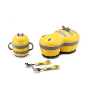 Y006 Little bee baby sucker bowl with cutlery